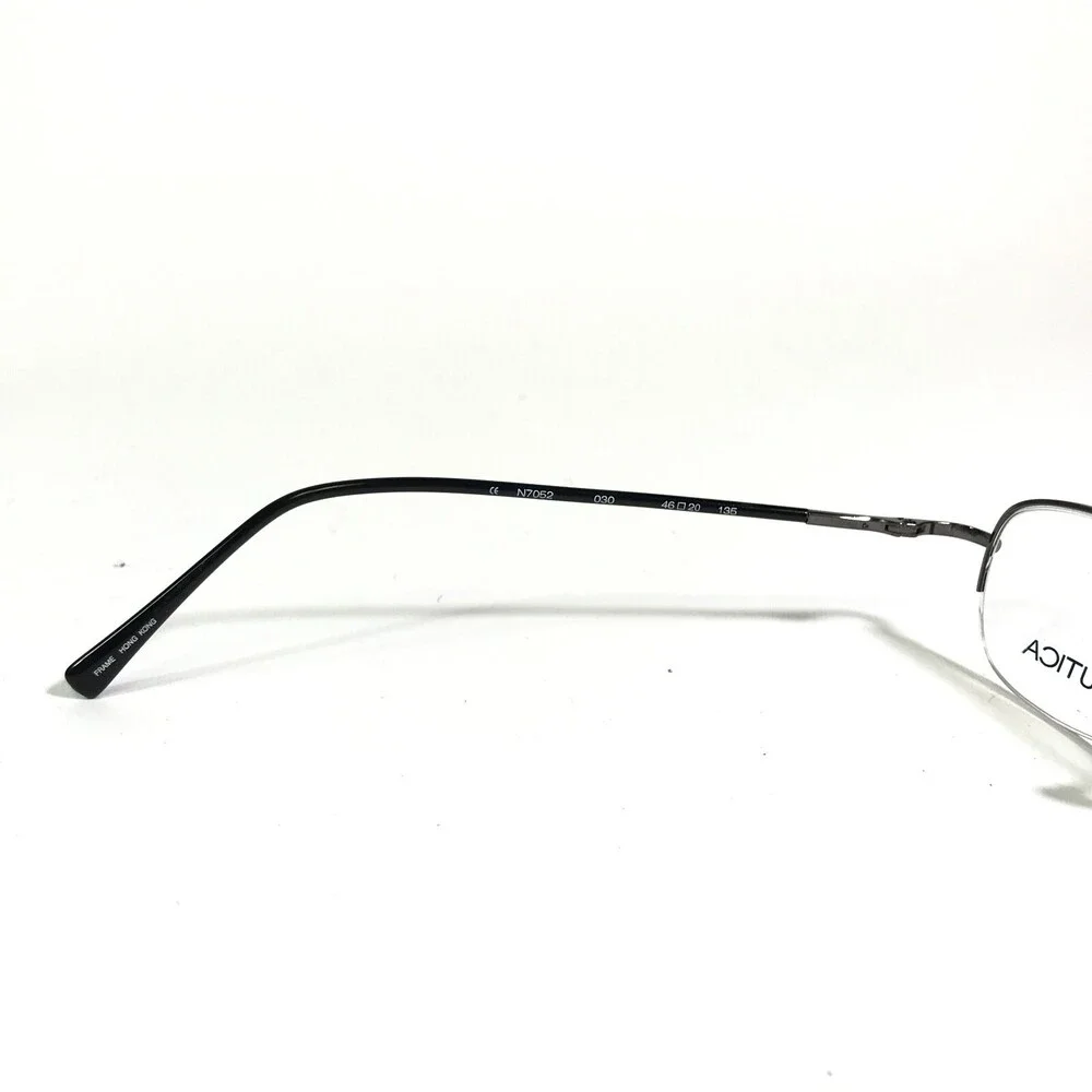 Nautica Eyeglasses Frames N7052 030 Black Gray Round Half Rim 46-20-135